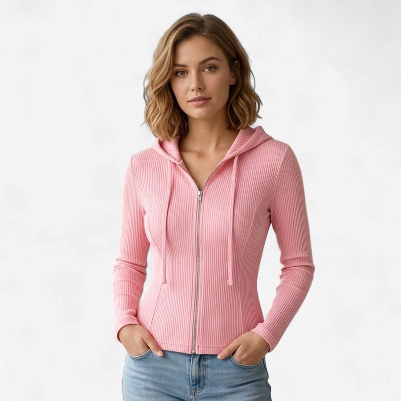 WOMEN SOLID SWEATSHIRT HOODIE | BABY PINK