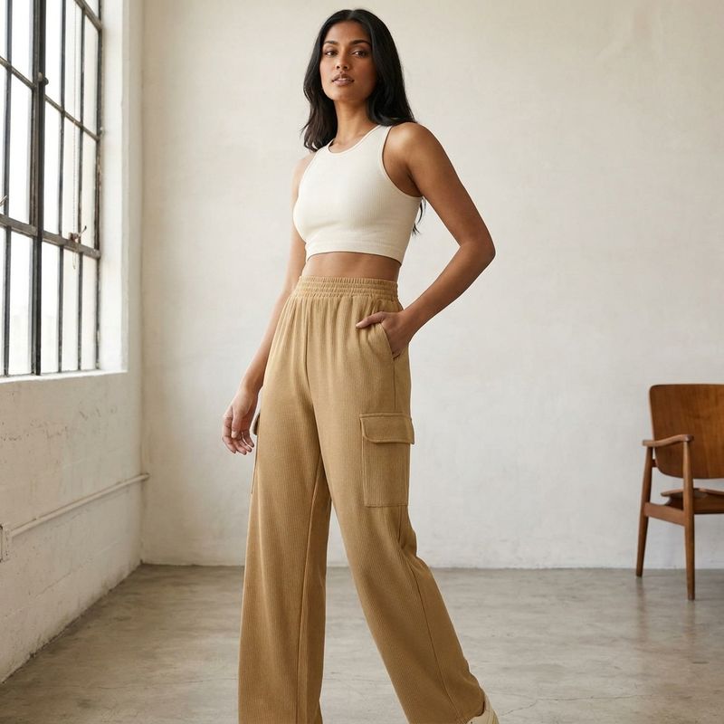 BEIGE WOMEN CARGO PANTS