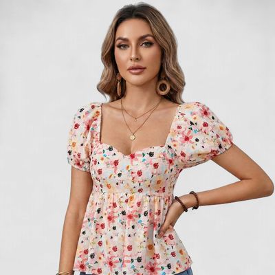 WOMEN WESTERN PUFF SLEEVE TOP