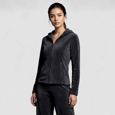 WOMEN VELVET ZIP HOODIE