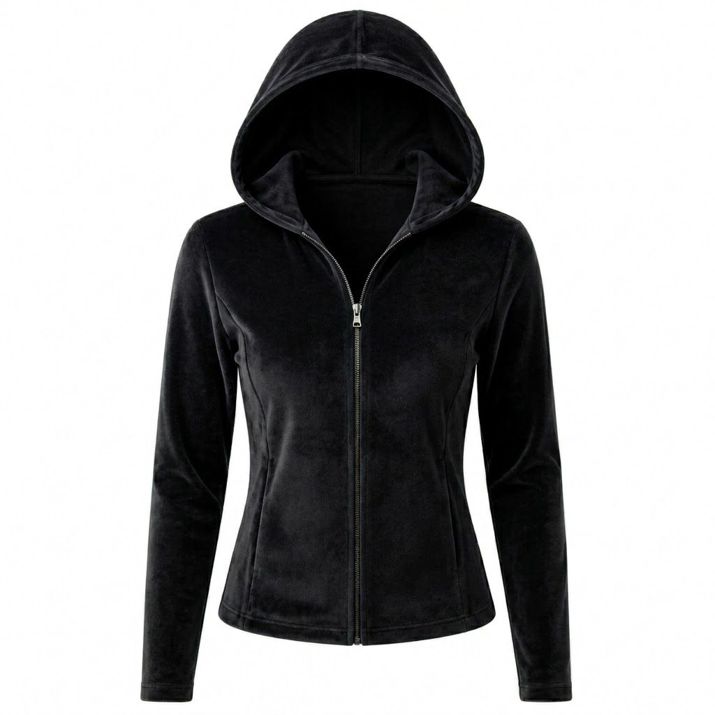 WOMEN VELVET ZIP HOODIE
