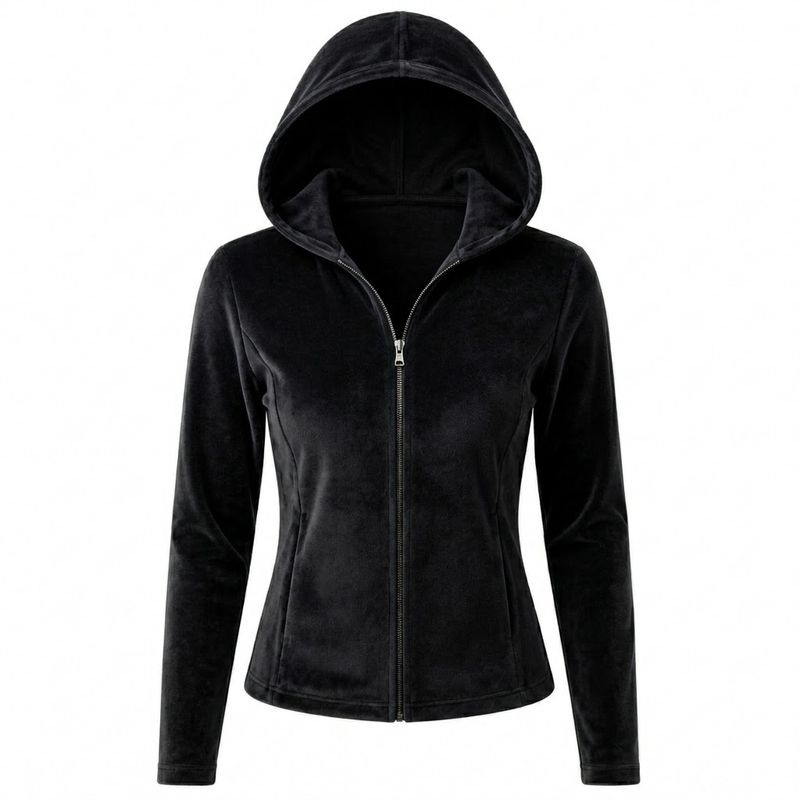 WOMEN VELVET ZIP HOODIE