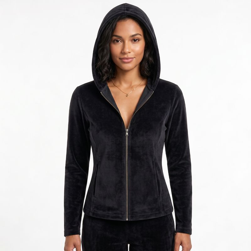WOMEN VELVET ZIP HOODIE