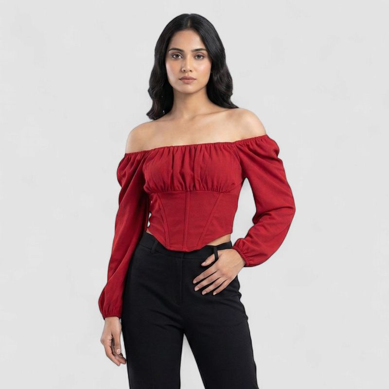 MAROON STYLISH CROP TOP