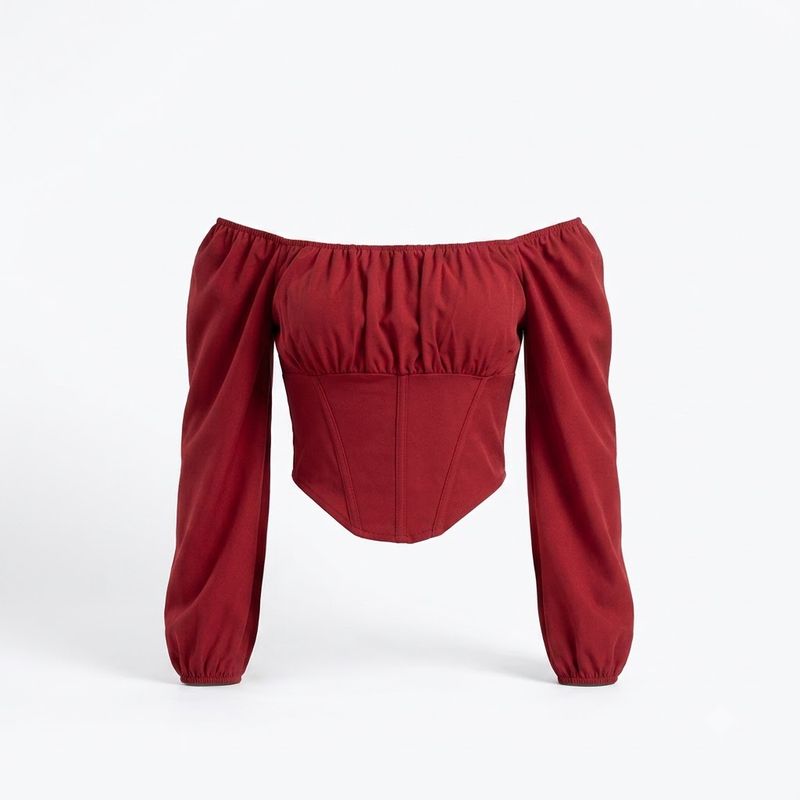 MAROON STYLISH CROP TOP