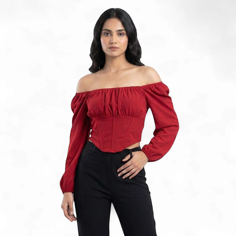 MAROON STYLISH CROP TOP