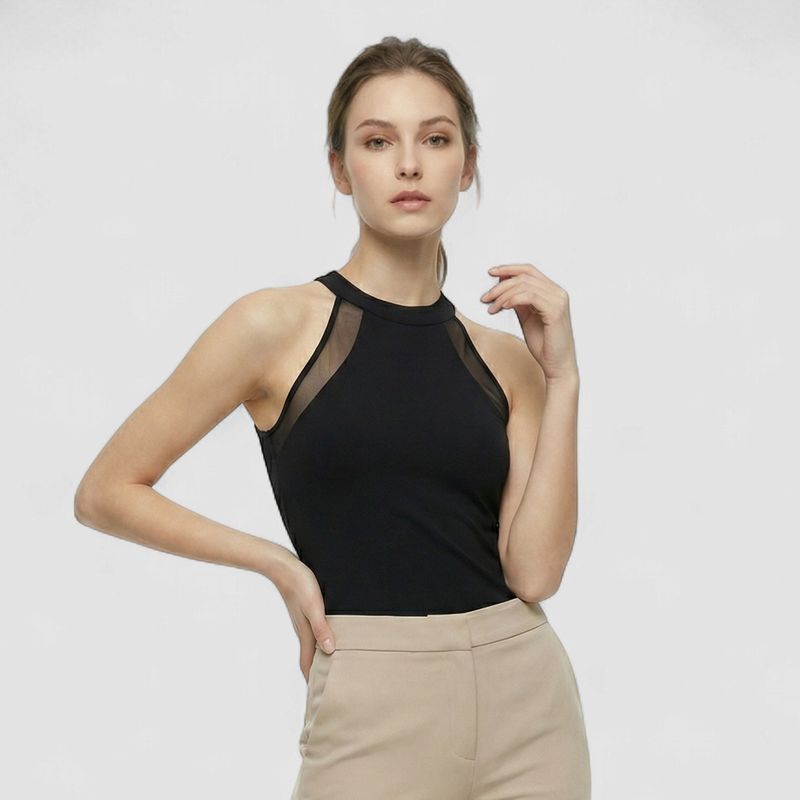 BLACK HALTER NECK TOP