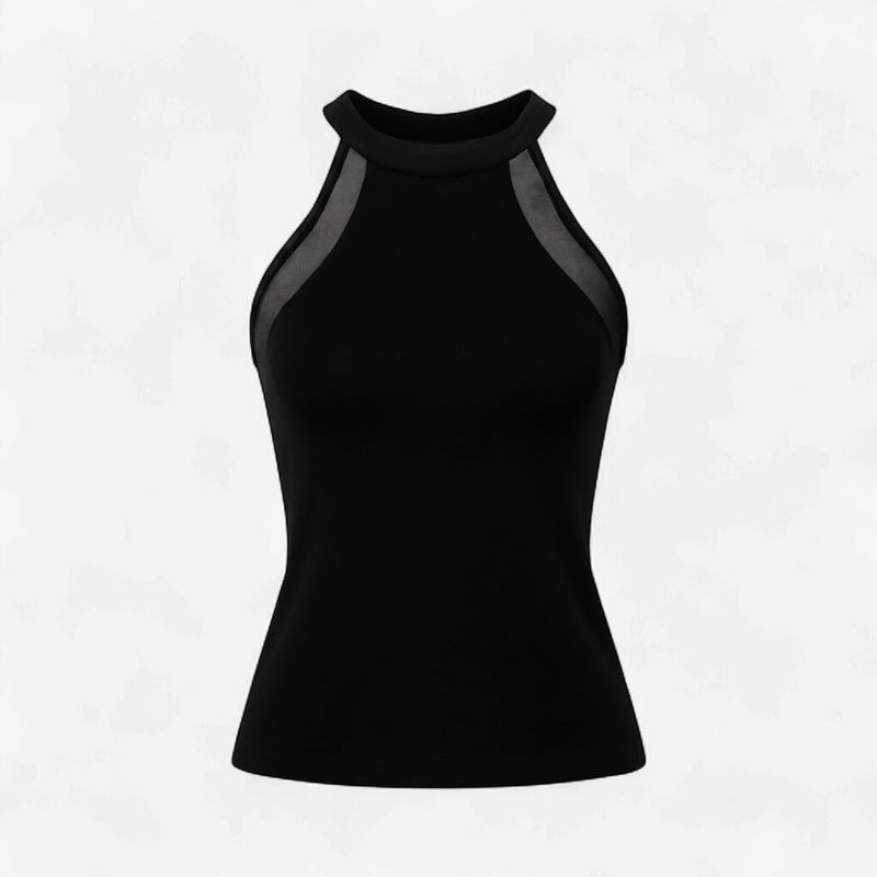 BLACK HALTER NECK TOP