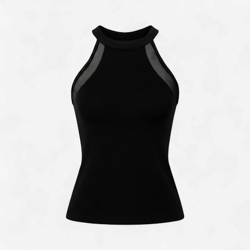 BLACK HALTER NECK TOP