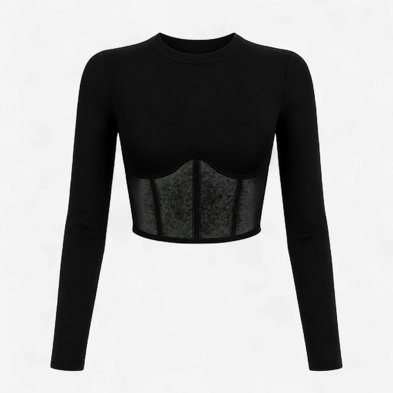 BLACK HIGH NECK CROP TOP