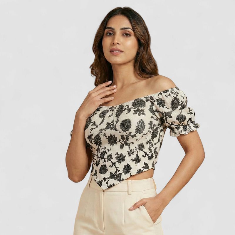 WOMEN PRINTED FLORAL CROP TOP
