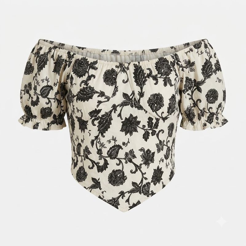 WOMEN PRINTED FLORAL CROP TOP