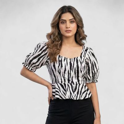 ZEBRA PRINT PEPLEM TOP