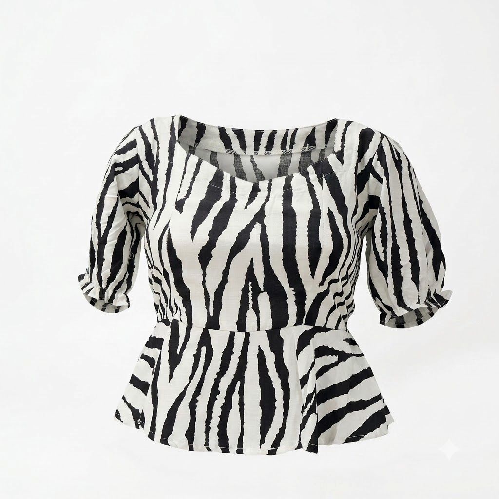 ZEBRA PRINT PEPLEM TOP