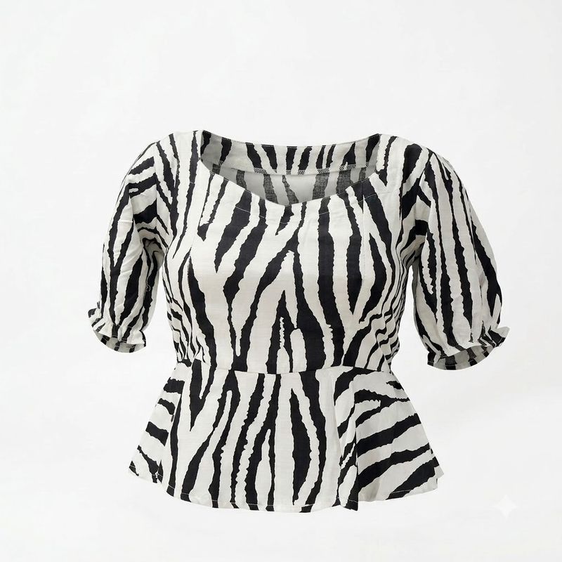 ZEBRA PRINT PEPLEM TOP