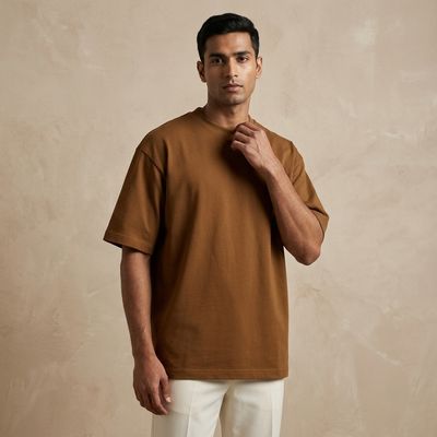 SNUFF BROWN OVERSIZED T-SHIRTS COTTON