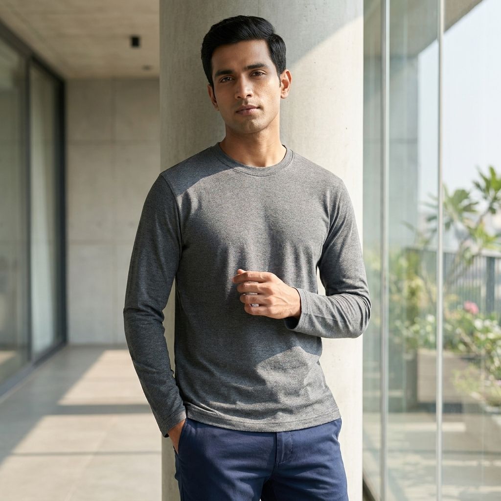 GREY FULL SLEEVE T-SHIRT