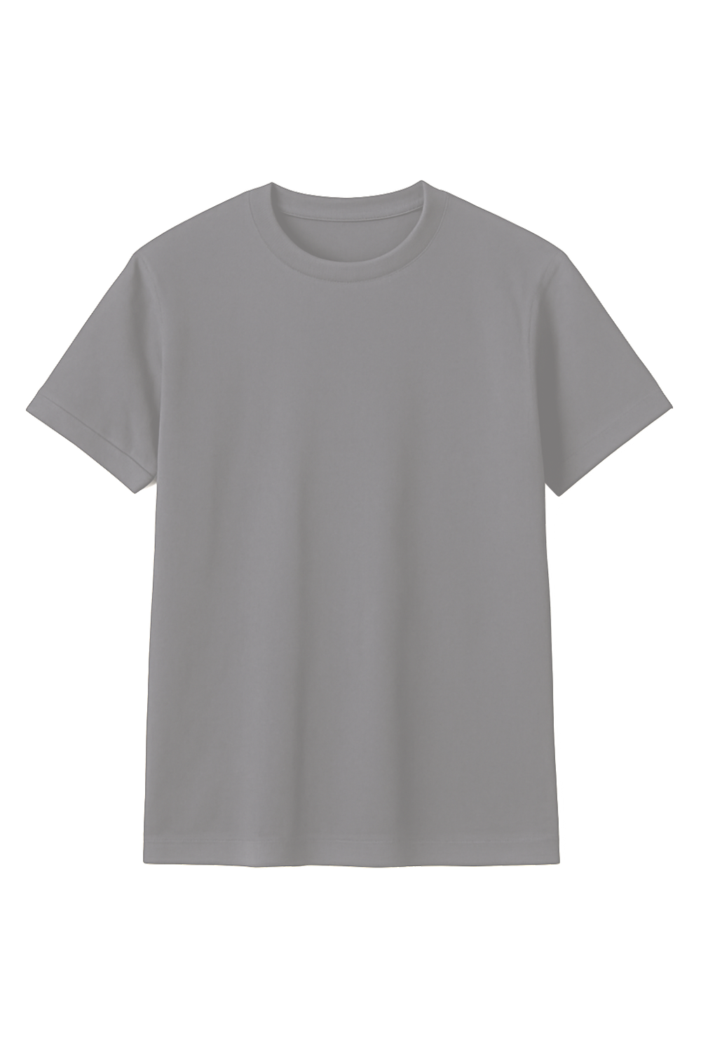 MEN GREY PLAIN REGULAR T-SHIRT, Size: SMALL