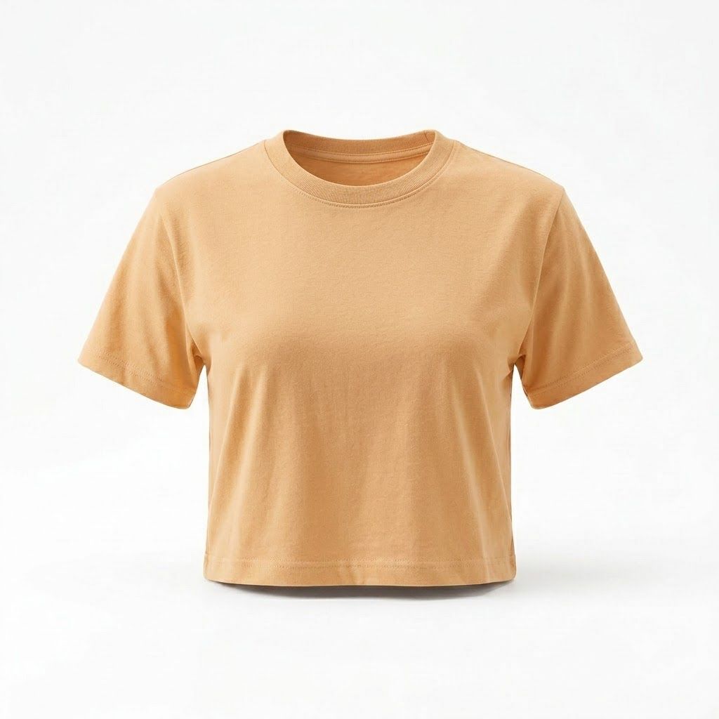 PEACH WOMEN PLAIN CROP TOP