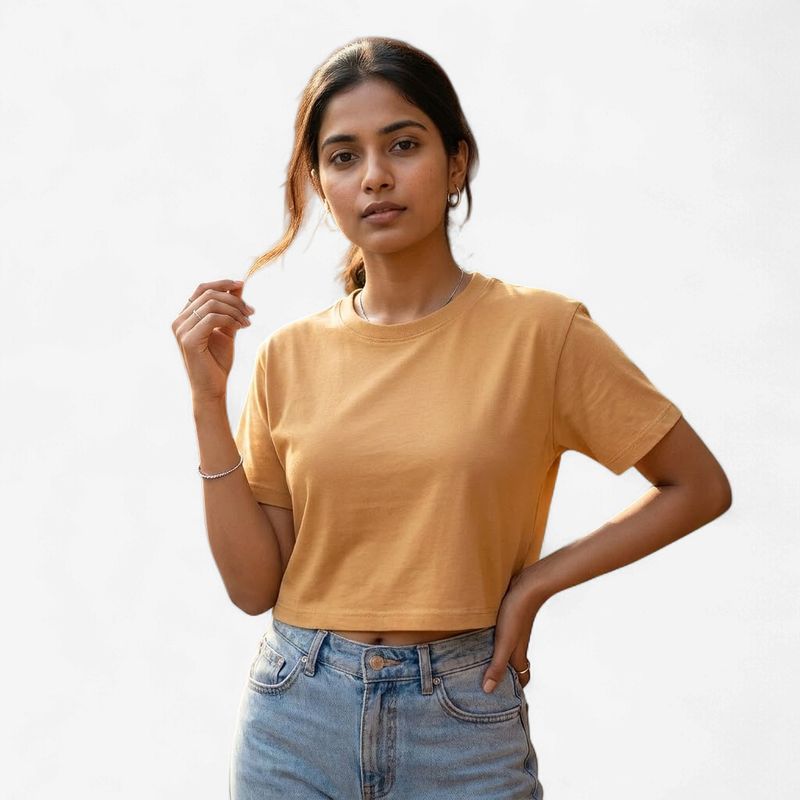 PEACH WOMEN PLAIN CROP TOP