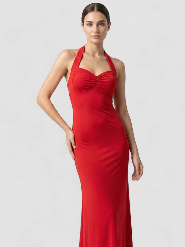 LONG HALTER NECK FIT PARTY BODYCON