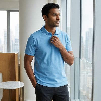 BLUE POLO T-SHIRT M-100
