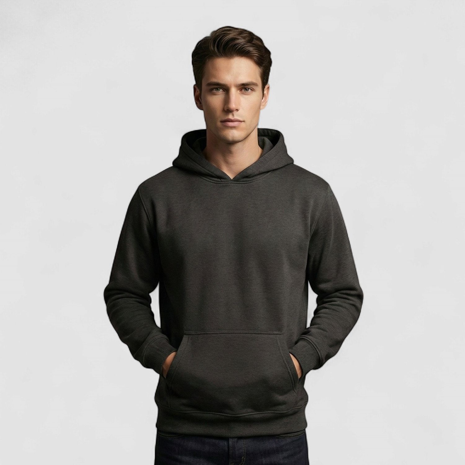 MEN COTTON HOODIE, Colour: BLACK, Size: SMALL