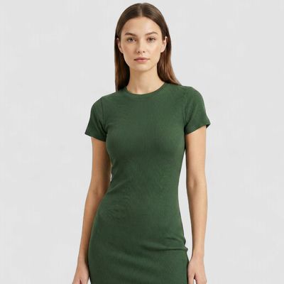 RIBBED BODYCON DRESS GREEN