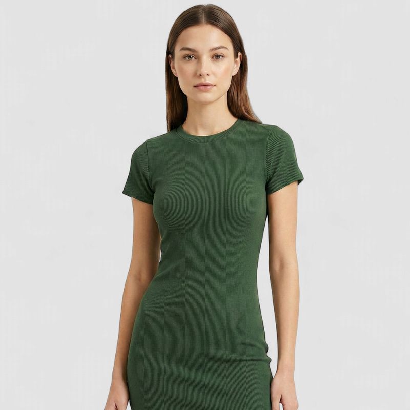 RIBBED BODYCON DRESS GREEN