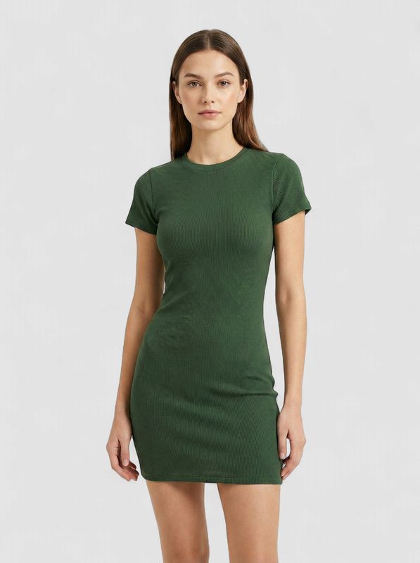 RIBBED BODYCON DRESS GREEN