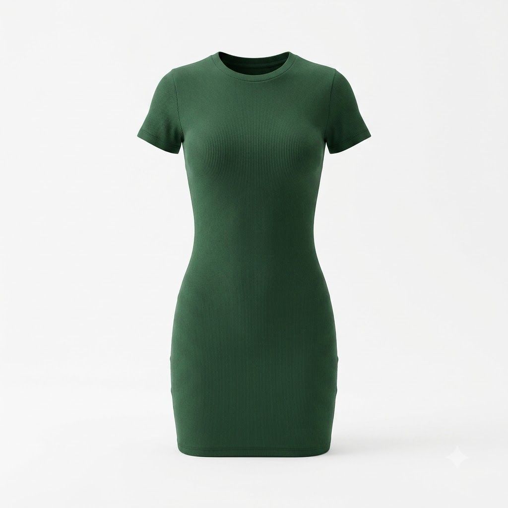 RIBBED BODYCON DRESS GREEN