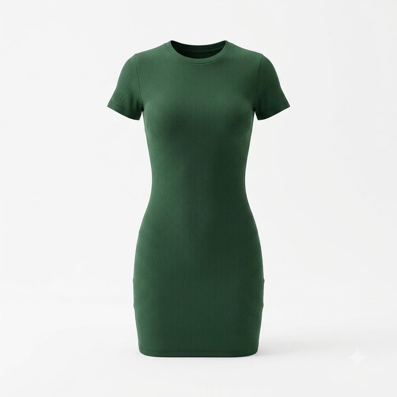 RIBBED BODYCON DRESS GREEN