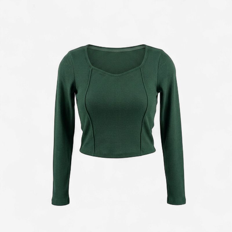 GREEN SCISSOR RIBBED CROP TOP