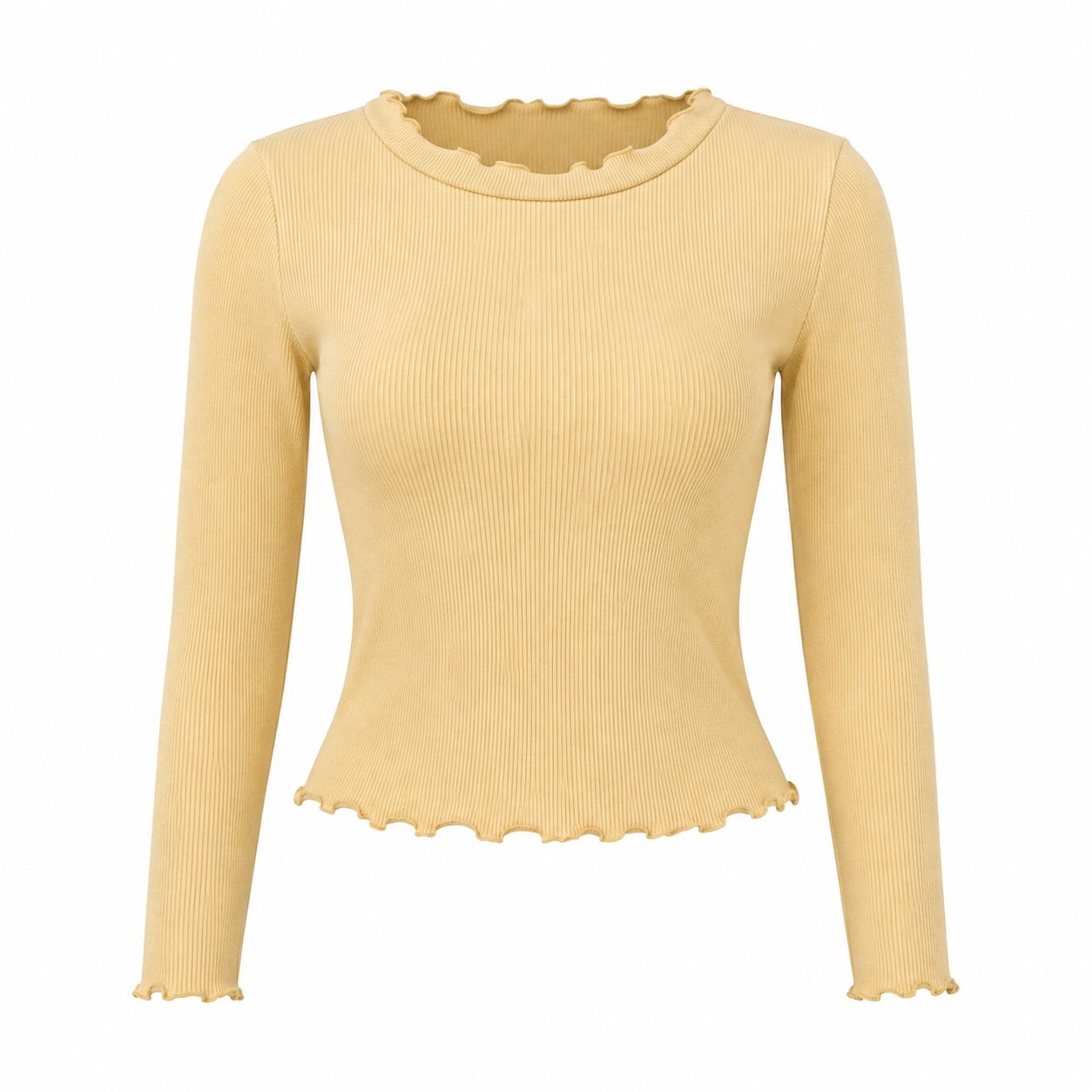 RIBBED HIGH NECK CREAM TOP