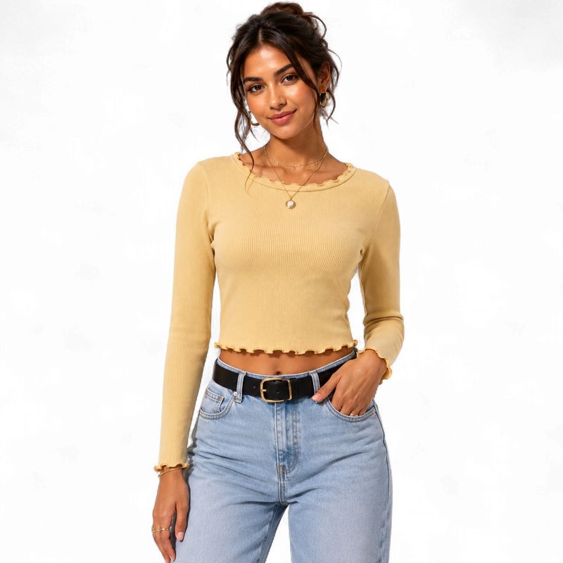 RIBBED HIGH NECK CREAM TOP
