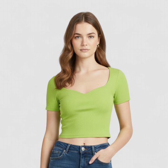 RIBBED CROP TOP GREEN