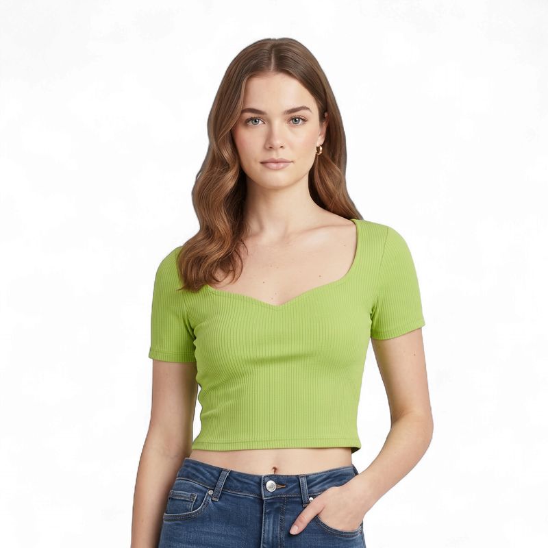RIBBED CROP TOP GREEN