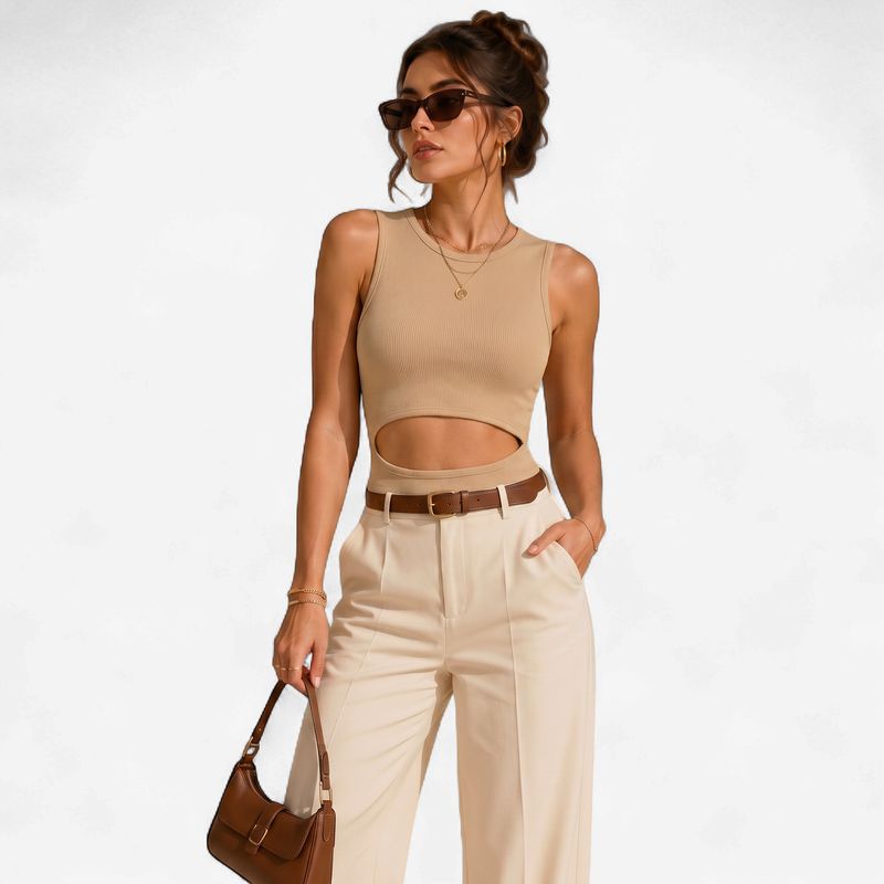RIBBED CROP TOP CREAM