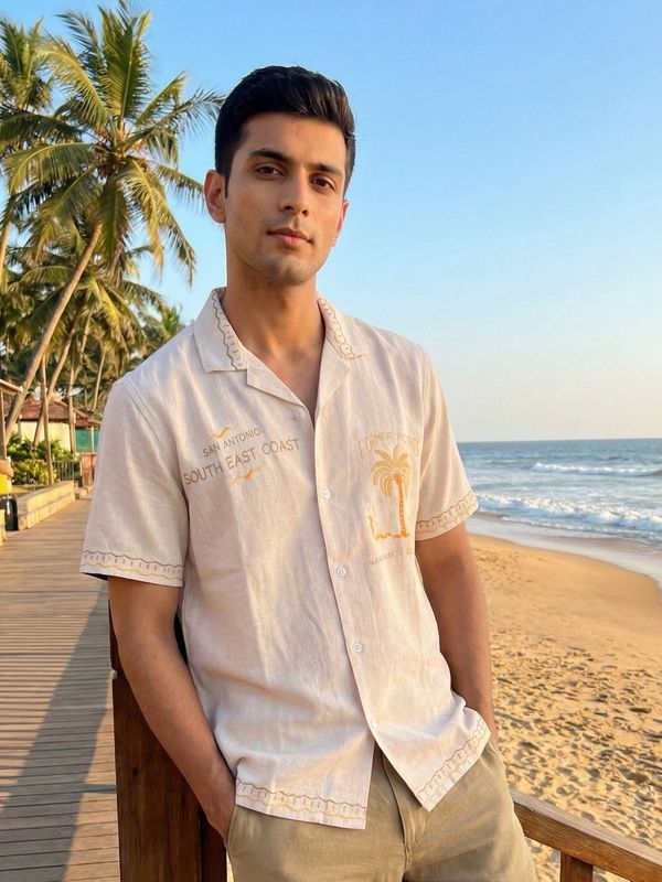 Men's Printed Cuban Collar Shirt