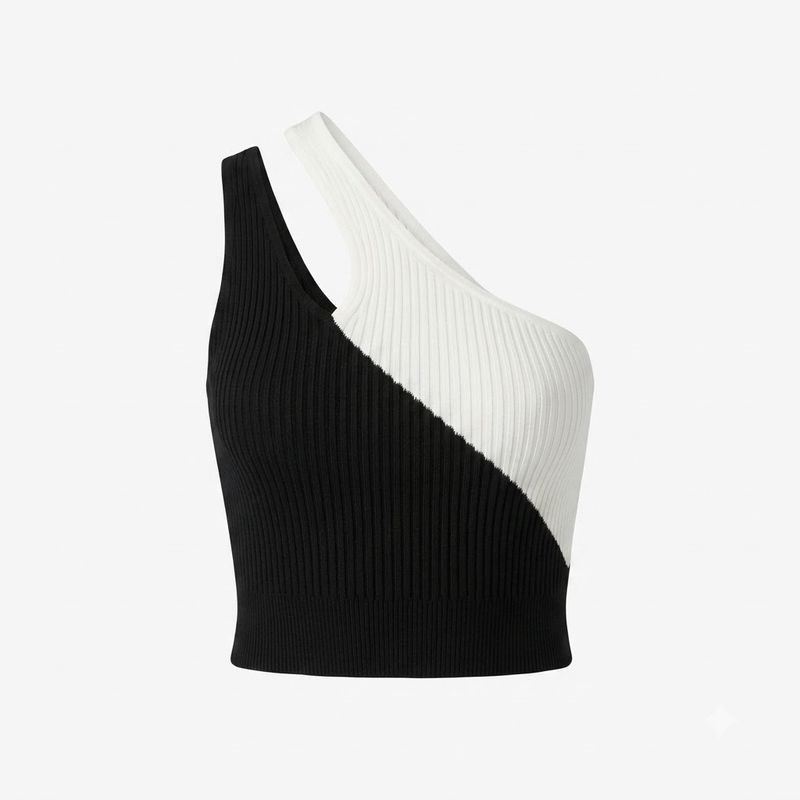 ONE SHOULDER RIDDED CROP TOP