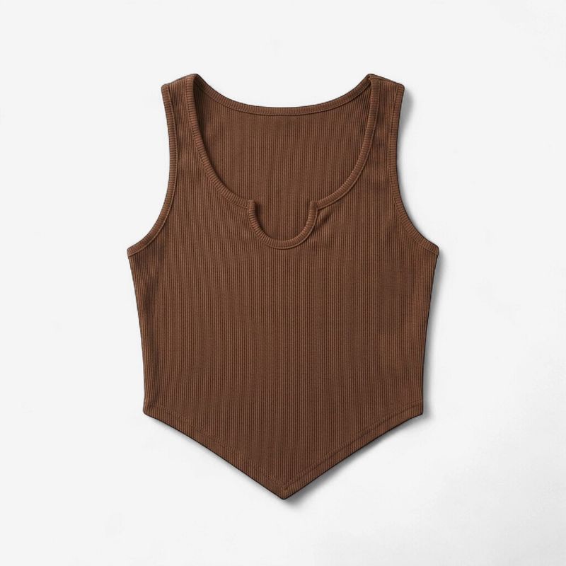 RIBBED TANK TOP BROWN