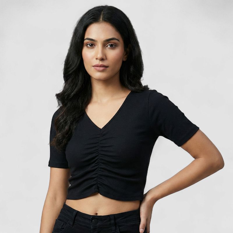 Women Short Sleeves Crop | Black
