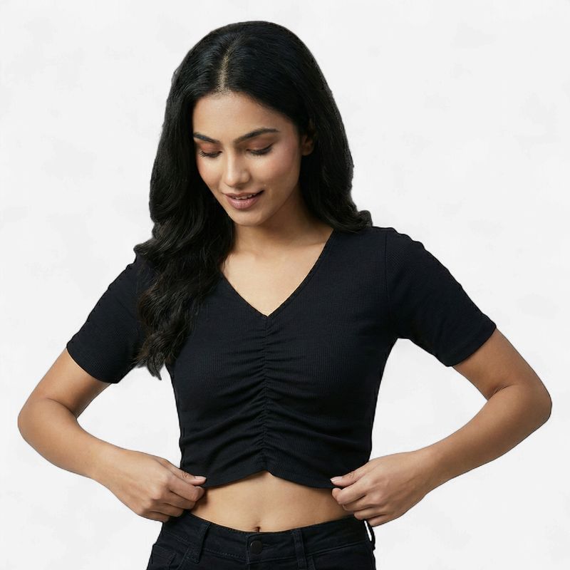 Women Short Sleeves Crop | Black