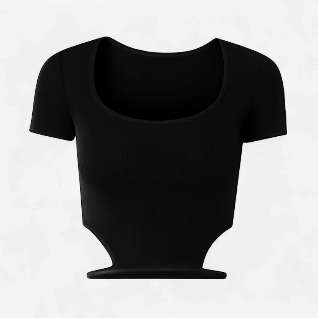BLACK RIBBED REGULAR CROP TOP