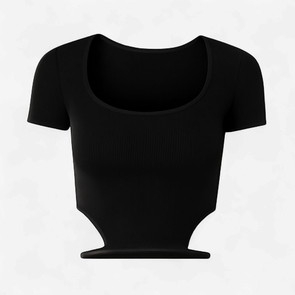 BLACK RIBBED REGULAR CROP TOP