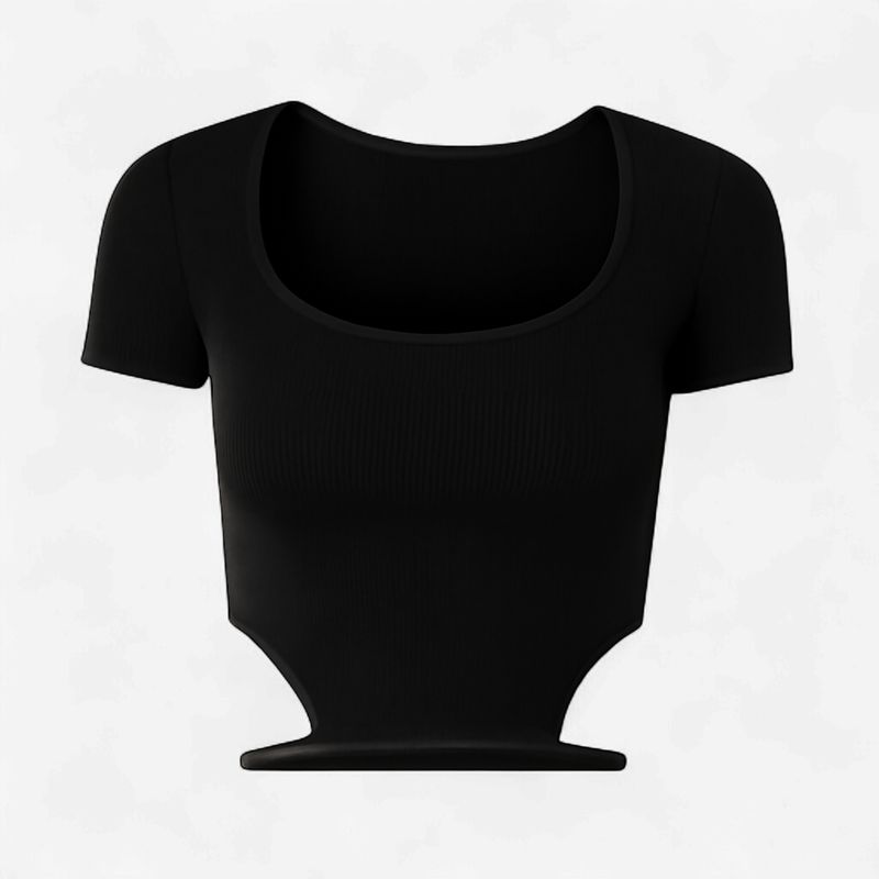 BLACK RIBBED REGULAR CROP TOP