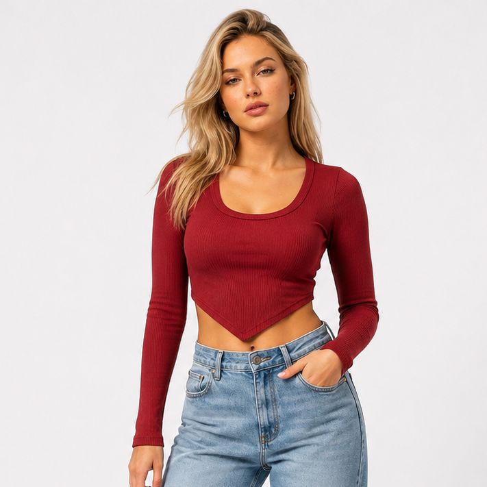 Ribbed Fullsleeve Croset Tops