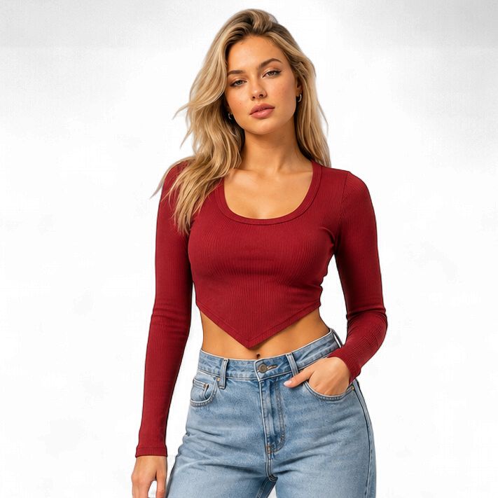 Ribbed Fullsleeve Croset Tops