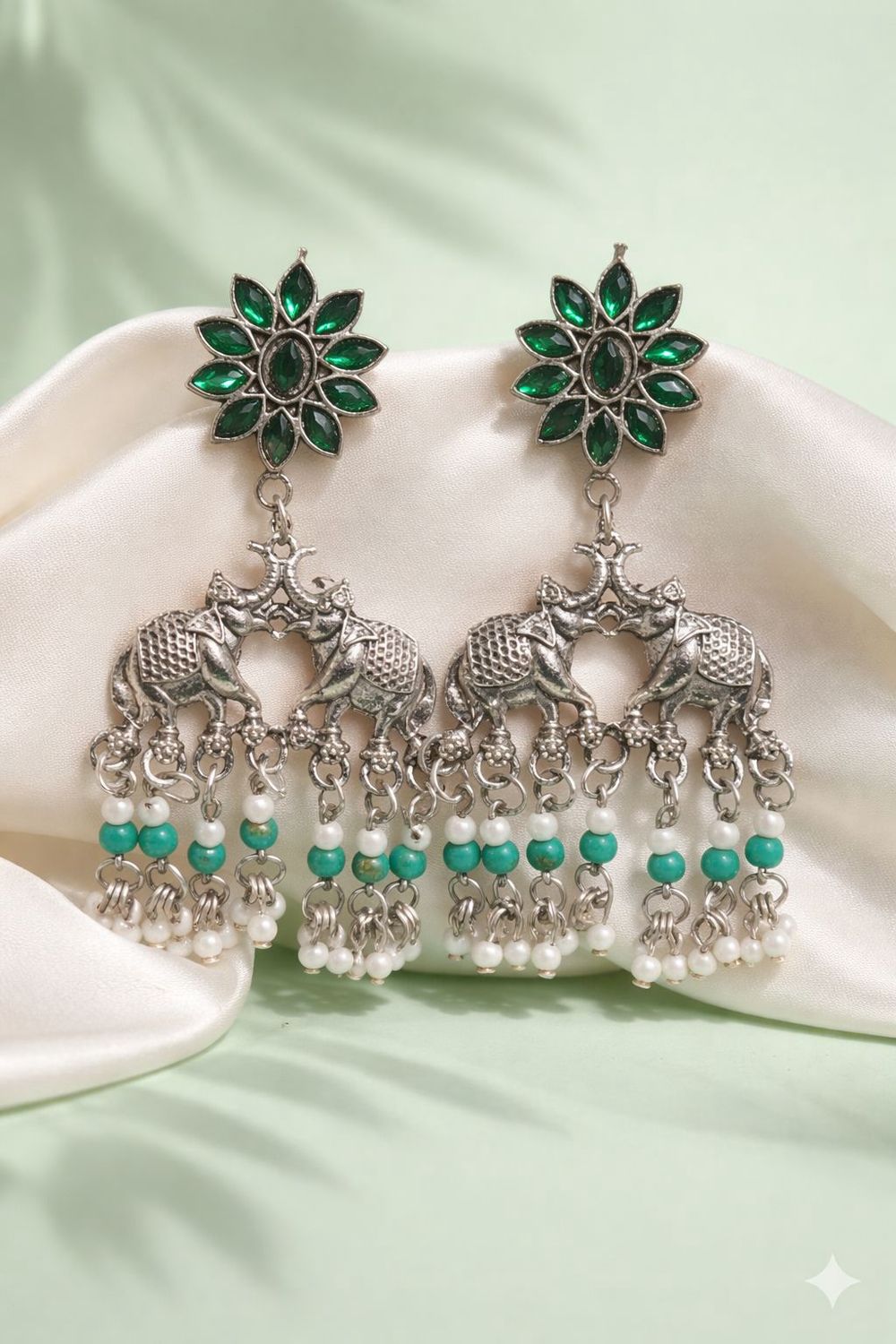 OXIDISED EARINGS, MODEL: ELEPHANT JHUMKAS