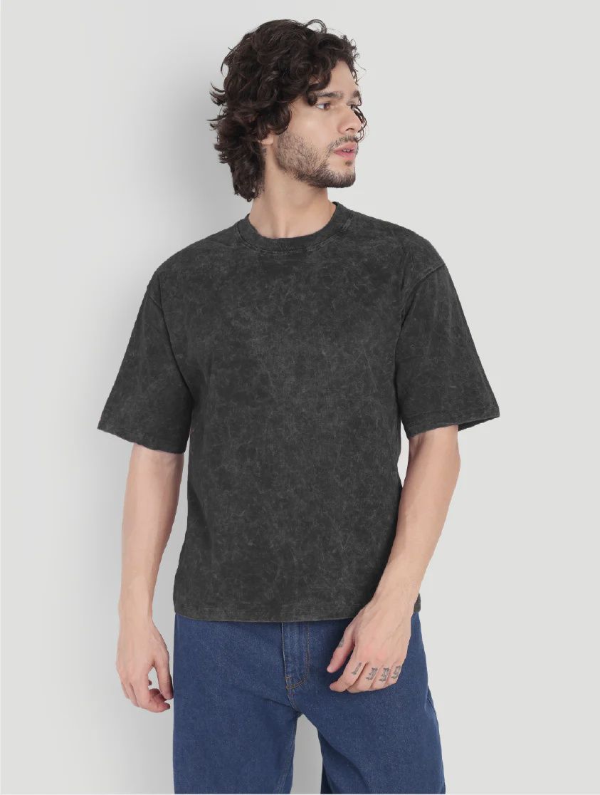 ACID-WASH OVERSIZED OPTIQ TEES, Size: SMALL